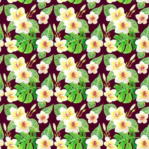 Tropical seamless pattern with different green leafs. — Stock Photo, Image