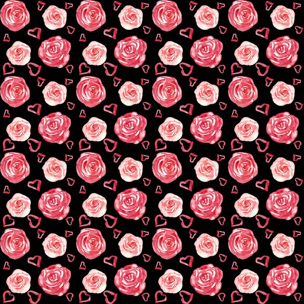 Seamless Valentine's day watercolor pattern. — Stock Photo, Image