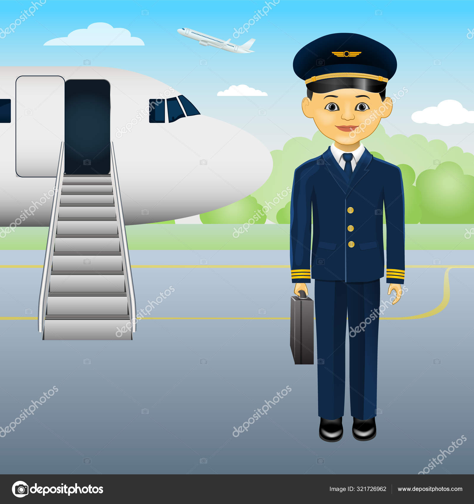 Cartoon Aircraft Pilot View Taking Young Cute Pilot Vector Illustration  Stock Vector Image by ©nurvik #321726962