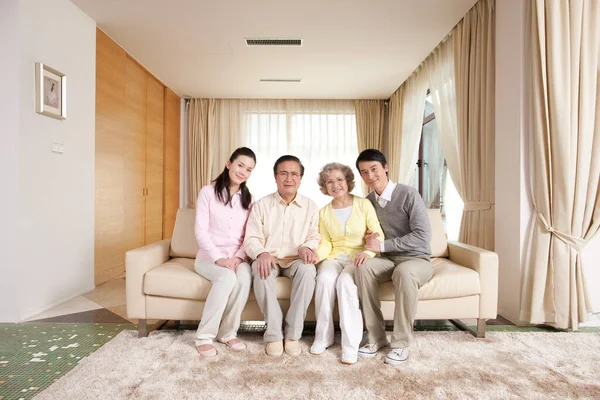 happy family with children in living room