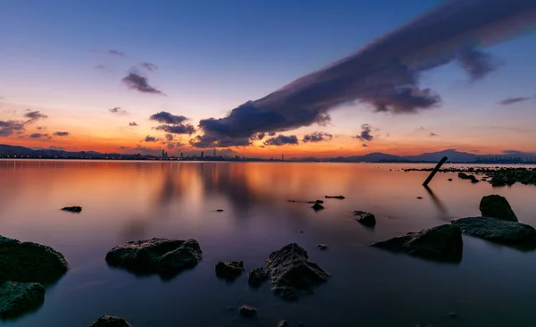 Hermoso Atardecer Sobre Mar — Foto de Stock