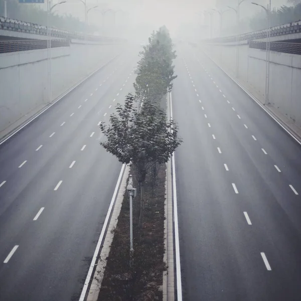 Strada Asfaltata Nella Nebbia — Foto Stock