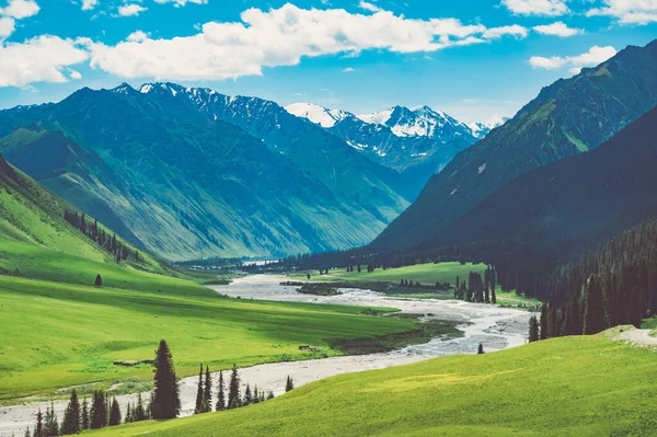 Beau Paysage Avec Montagnes Ciel Bleu — Photo