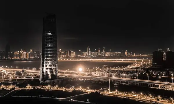 stock image night view of the city