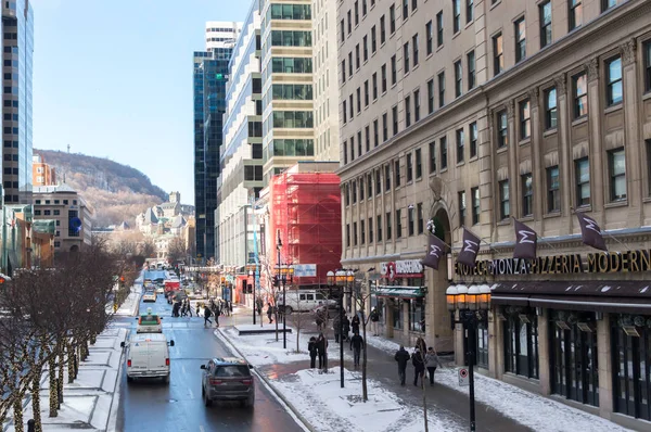 Montreal Kanada December 2017 Människor Som Vandrar Montreal Downtown Montreal — Stockfoto