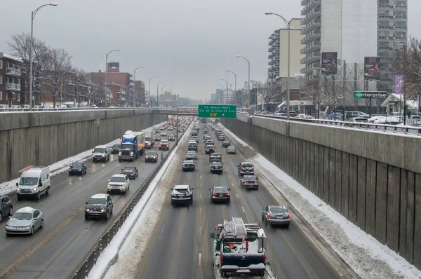 Montreal Kanada 2017 December Darab Decarie Autópálya Island Montreali — Stock Fotó