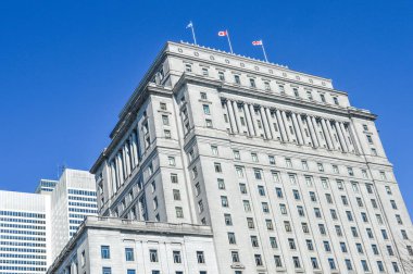 Montreal, Kanada - 27 Mart 2016: Montreal manzarası ve Kraliçe Elizabeth hotel