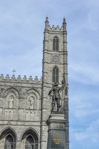 Maisonneuve Standbeeld Geconfronteerd Met Basilica Notre Dame Het District Van — Stockfoto