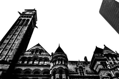 Belediye Binası Toronto downtown içinde siyah ve beyaz