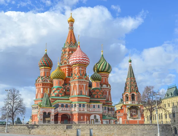 Moscou Rússia Praça Vermelha Vista Catedral Basílio Partir Vista Trás — Fotografia de Stock