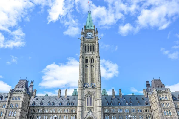 Merkezi Bloğu Barış Kulesi Parlamentosu Hill Ottawa Canada — Stok fotoğraf