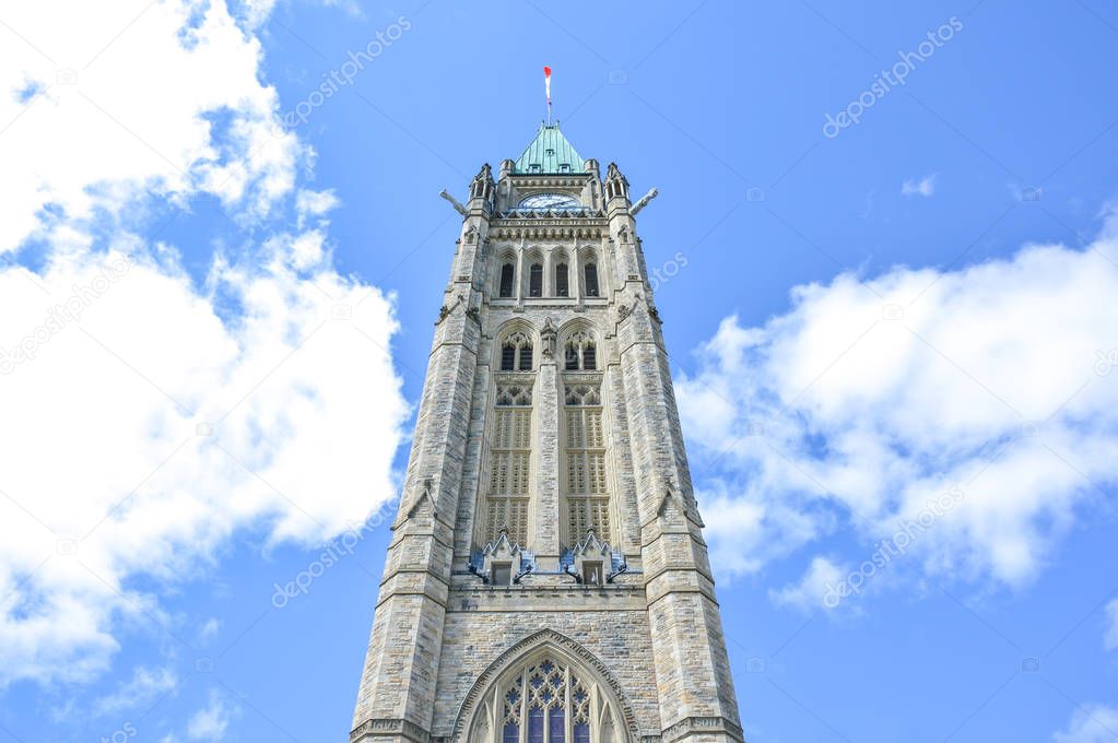 Closeup to the Ottawa Parliament Clock Tower (Canada)