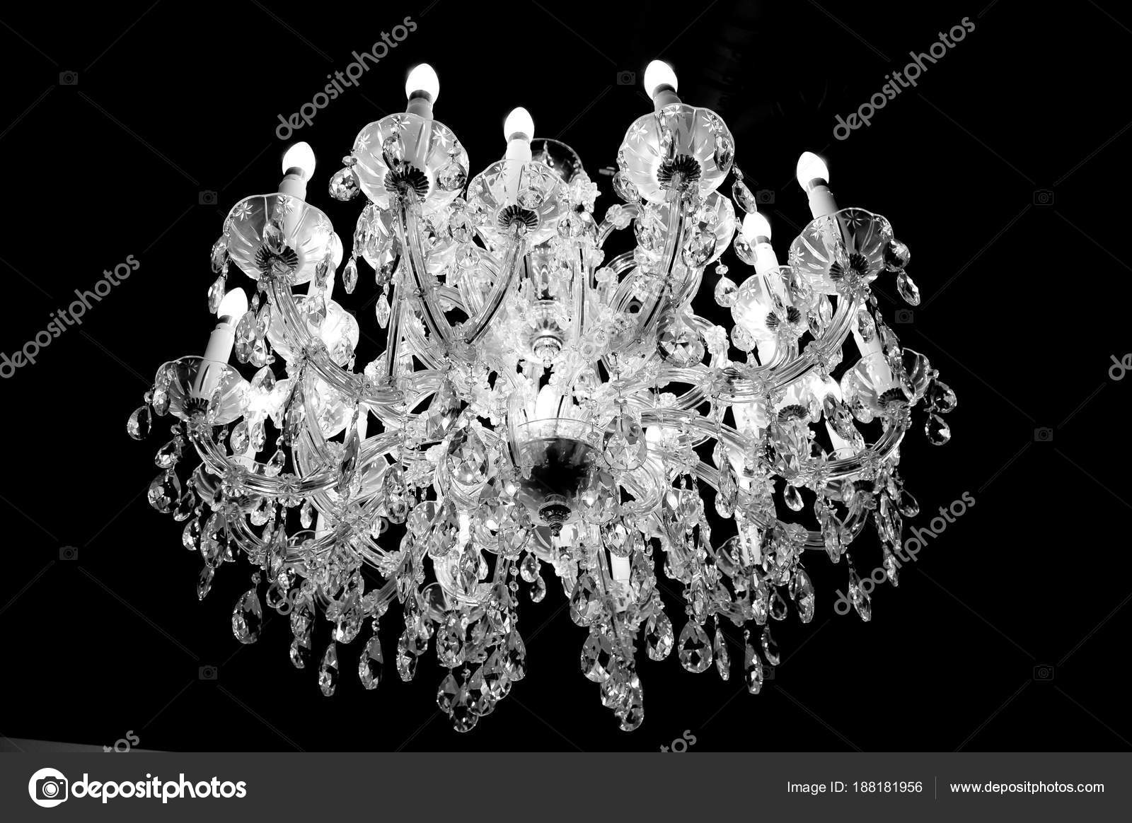 Kristall Oder Glas Kronleuchter Der Decke Mit Lichtern Und