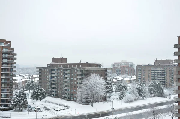 Edifici Condominiali Nella Neve Nel Centro Montreal Inverno — Foto Stock