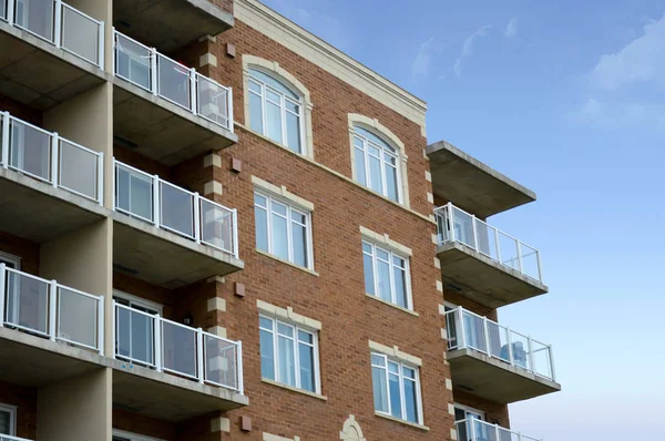 Immeuble Résidentiel Avec Balcons Centre Ville Montréal Canada — Photo