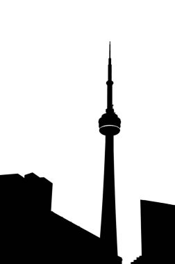 Toronto'daki CN Kulesi siyah beyaz