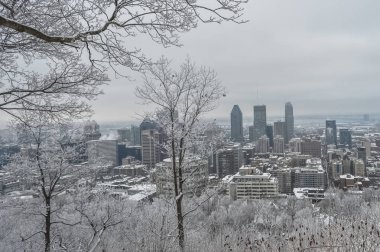 Montreal şehir merkezinde kar