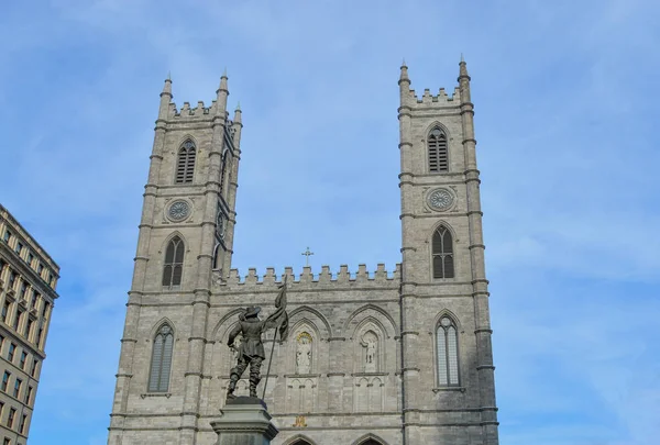 Maisonneuve Standbeeld Geconfronteerd Met Basilica Notre Dame Het District Van — Stockfoto