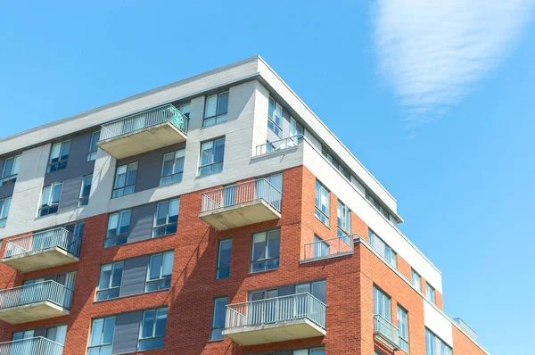 Edificios Condominios Modernos Con Enormes Ventanas Montreal Canadá —  Fotos de Stock