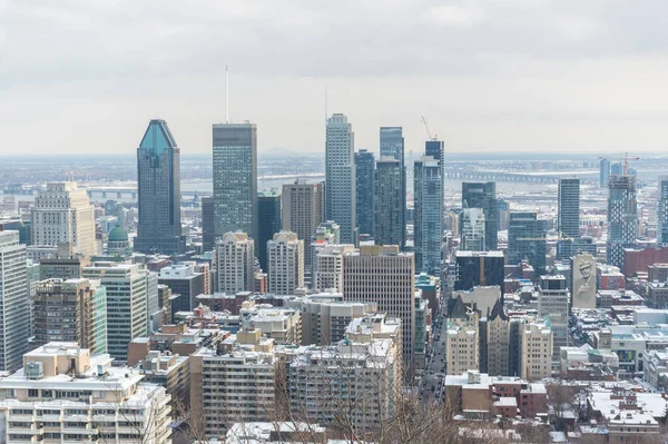Montreal Canada February 2020 Montreal Skyline Kondiaronk Belvedere Mont Royal — стокове фото