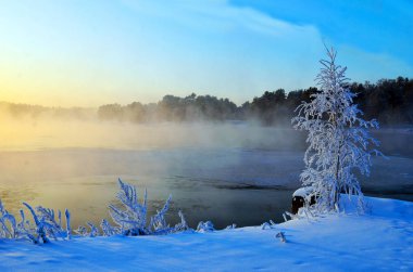 Kış güneş manzara