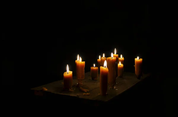 Antique candle burning — Stock Photo, Image