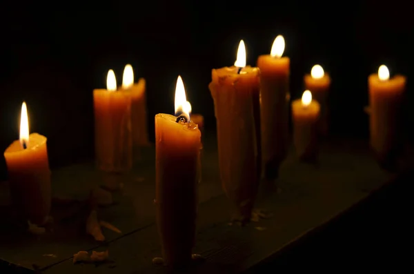 Antique candle burning — Stock Photo, Image