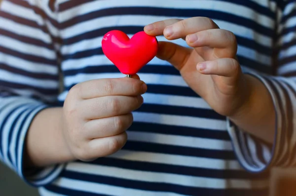 Heart in child 's hands — стоковое фото