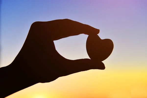 Heart Hands Backdrop Beautiful Sunset Hope — Stock Photo, Image