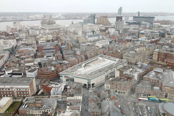 Liverpool şehir merkezinin panoramik hava görüntüsü