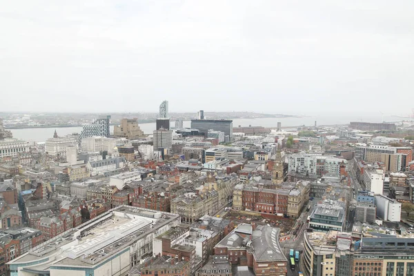 Liverpool şehir merkezinin panoramik hava görüntüsü