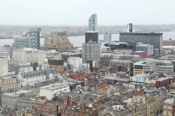 Liverpool şehir merkezinin panoramik hava görüntüsü