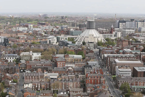 Liverpool şehir merkezinin panoramik hava görüntüsü