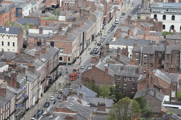 Liverpool şehir merkezinin panoramik hava görüntüsü