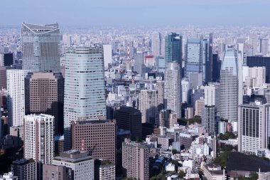 Tokyo siluetinin panoramik hava görüntüsü