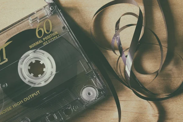 Cinta Cassette Audio Primer Plano Macro — Foto de Stock