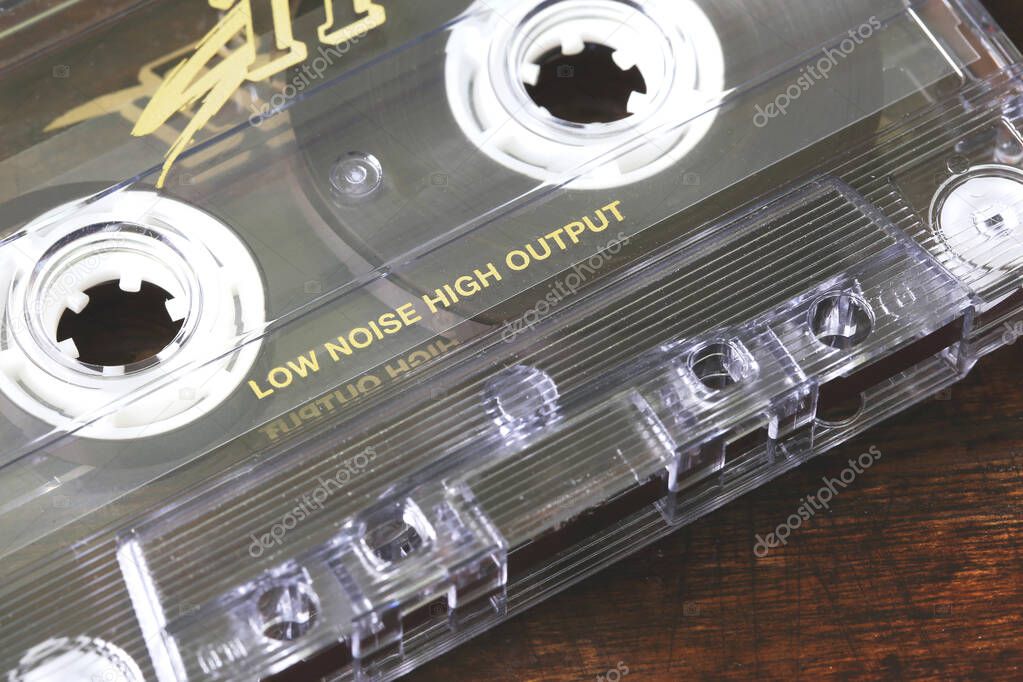 Audio cassette tape closeup macro