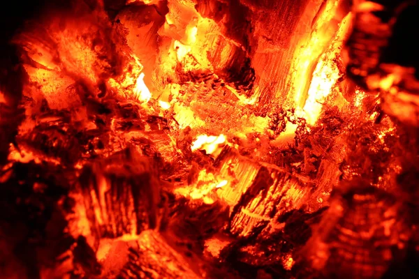 Fireplace Fire Closeup Macro — Stock Photo, Image