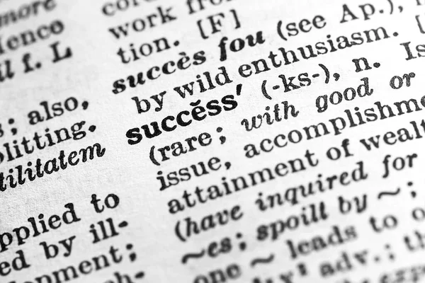 Succès Macro Rapprochée Page Dictionnaire Anglais Avec Succès Mot — Photo