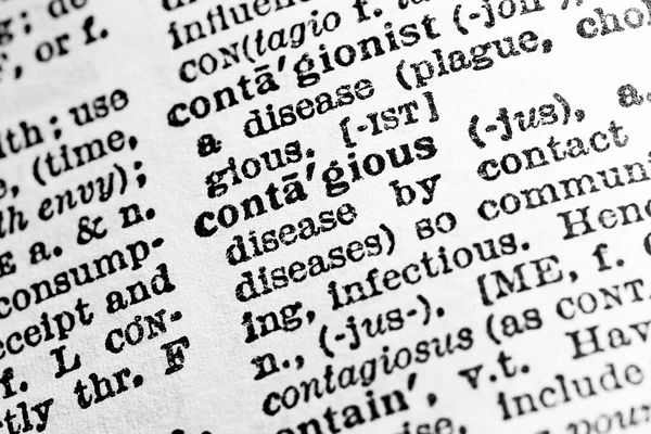 Contagious Closeup Μακροεντολή Της Σελίδας Αγγλικό Λεξικό Λέξη Μεταδοτική — Φωτογραφία Αρχείου