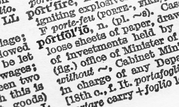Portfolio Closeup Μακροεντολή Της Σελίδας Αγγλικό Λεξικό Χαρτοφυλάκιο Λέξη — Φωτογραφία Αρχείου