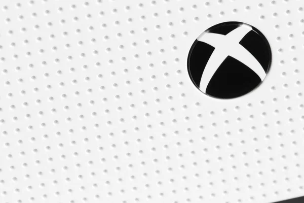 Blanc Xbox Une Console Vue Macro Gros Plan — Photo