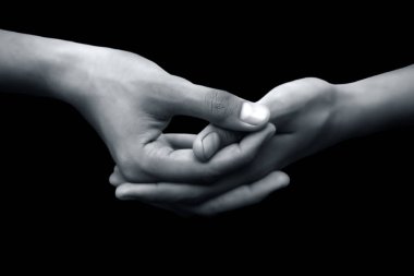 Samadhi Mudra Mudra Mudra ya da Dhyana Mudra, Meditasyon Hareketi yapan ya da pratik yapan izole genç erkeklerin elleri. Yatay çekim.