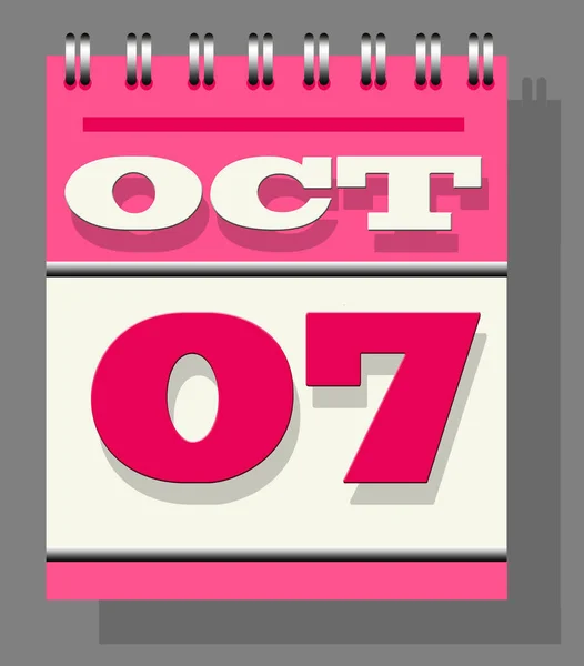 每日单页日历粉色脊背 10月7日开页 用灰色墙体背景标示和纪念世界人居日 — 图库照片