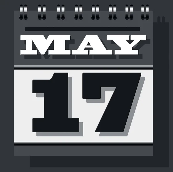 Green Colored Single Leaf Calendar Date 17Th May Indicating World — Stock Photo, Image