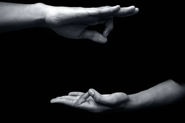 Isolierte Hände Eines Männlichen Teenagers Der Vitarka Yoga Mudra Mit — Stockfoto