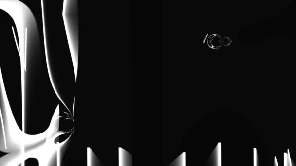 中心に形成された単色の螺旋または球に来る波線 3Dアニメーション ループ可能な黒と白のデザイン — ストック動画