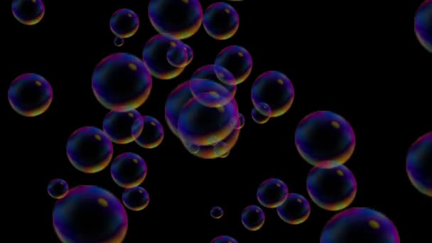Colorfuld Bubbles Animation Overdark Background — Stock Video