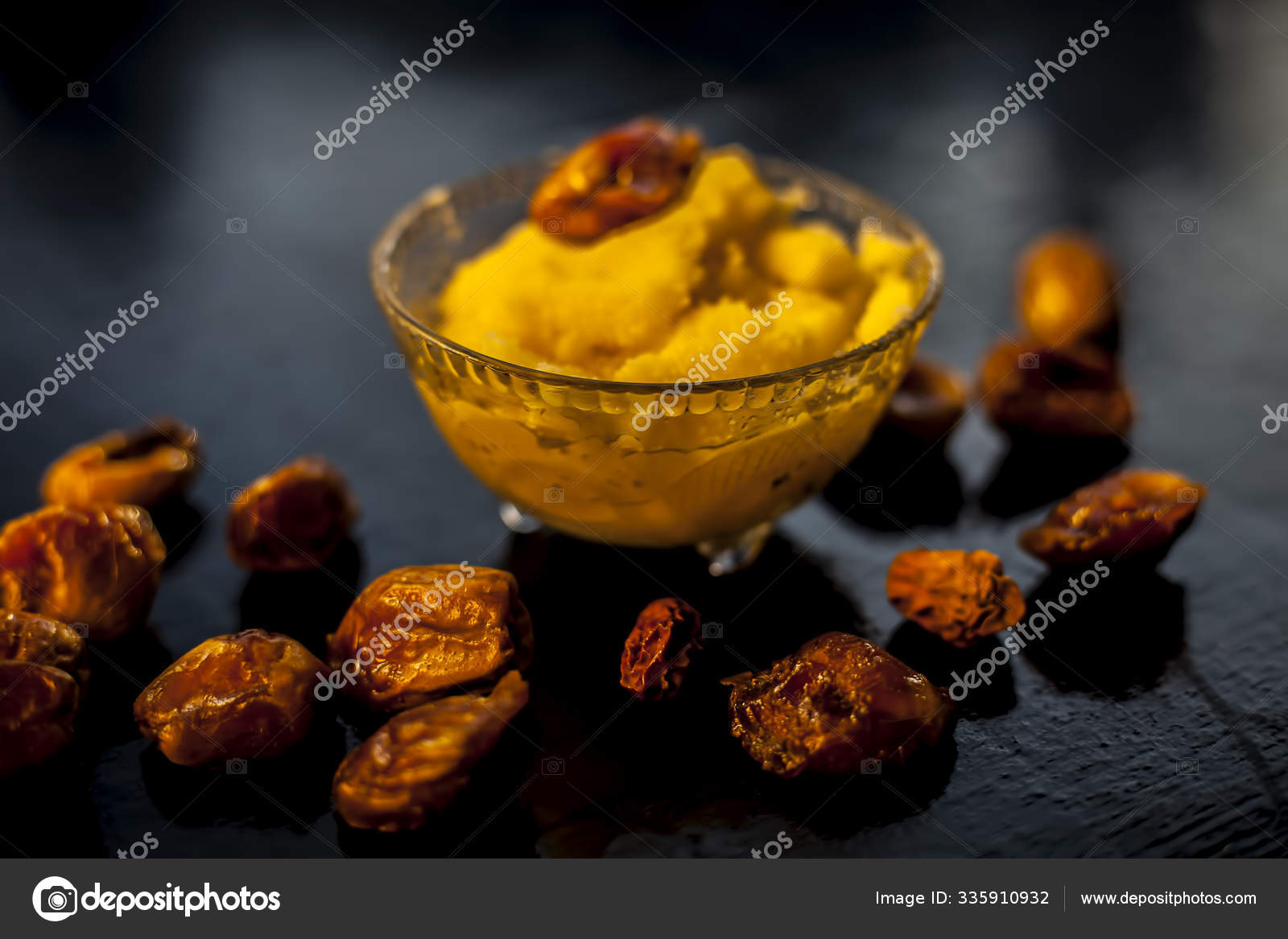 Close Shot Dates Soaked Ghee Better Stamina Health Black Wooden Stock