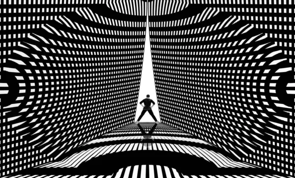 Artistic Futuristic Shot Man Disco Stage Something Creative Black Line — Stock Photo, Image